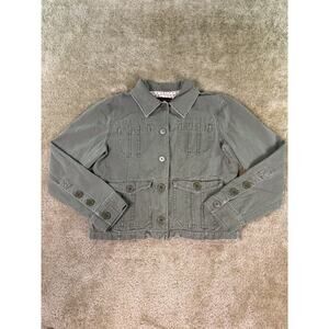 BCC Underground Jacket Womens Canvas Size Large Olive Military Moto E374